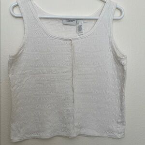 Liz Claiborne White Sleeveless Smocked Tank Top